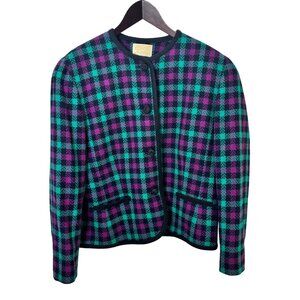 Vintage Pendleton Womens SZ 16 100% Virgin Wool Button-Up Plaid Jacket Office